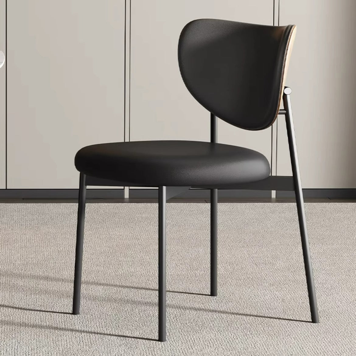 Modern Minimalist Dining Chair with Wood Backrest – Available in Black & White - SHAGHAF HOME