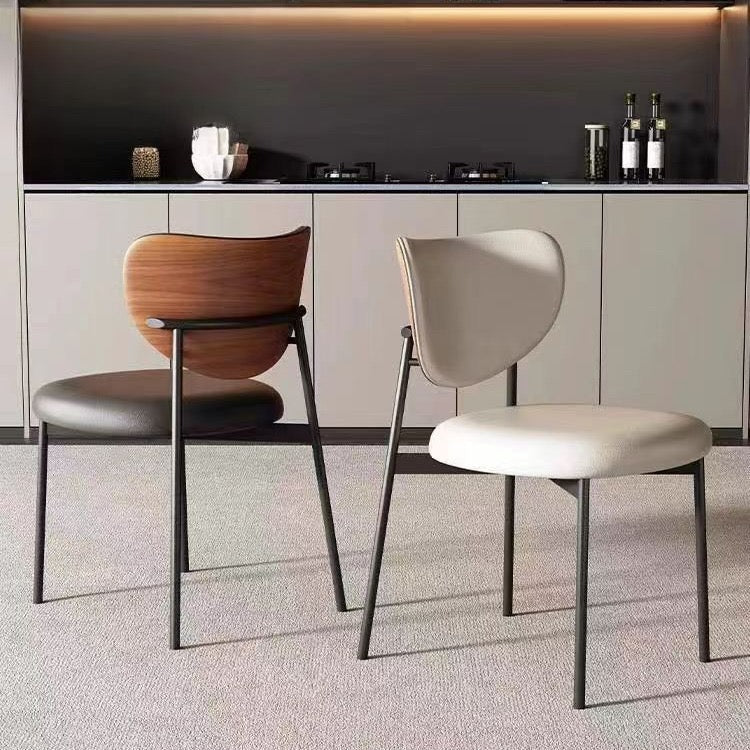Modern Minimalist Dining Chair with Wood Backrest – Available in Black & White - SHAGHAF HOME
