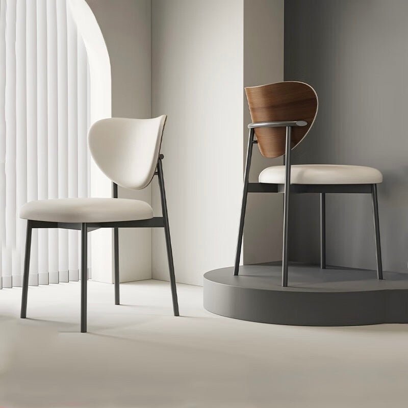 Modern Minimalist Dining Chair with Wood Backrest – Available in Black & White - SHAGHAF HOME