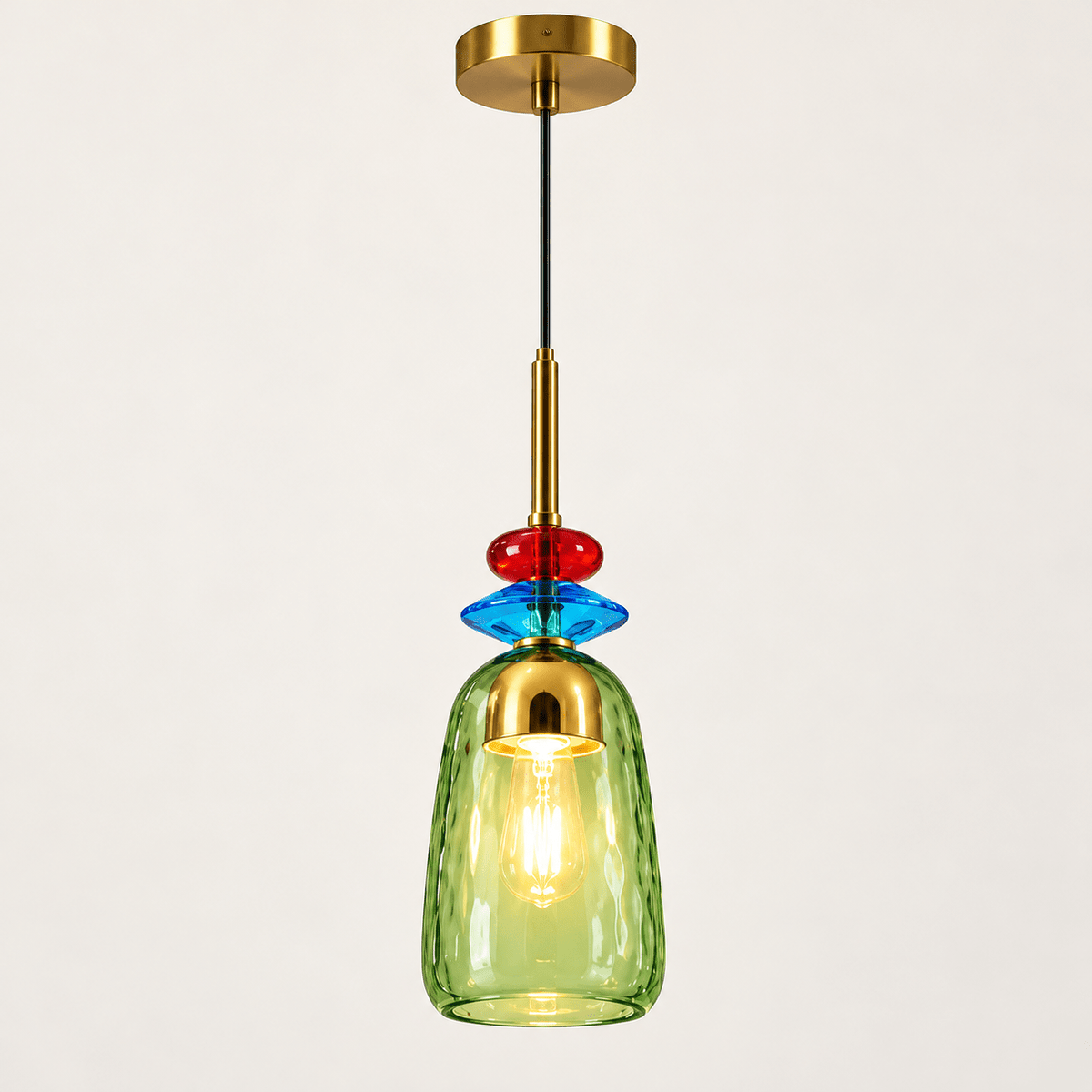 Modern Multicolor Glass Pendant Light with Gold Finish - SHAGHAF HOME