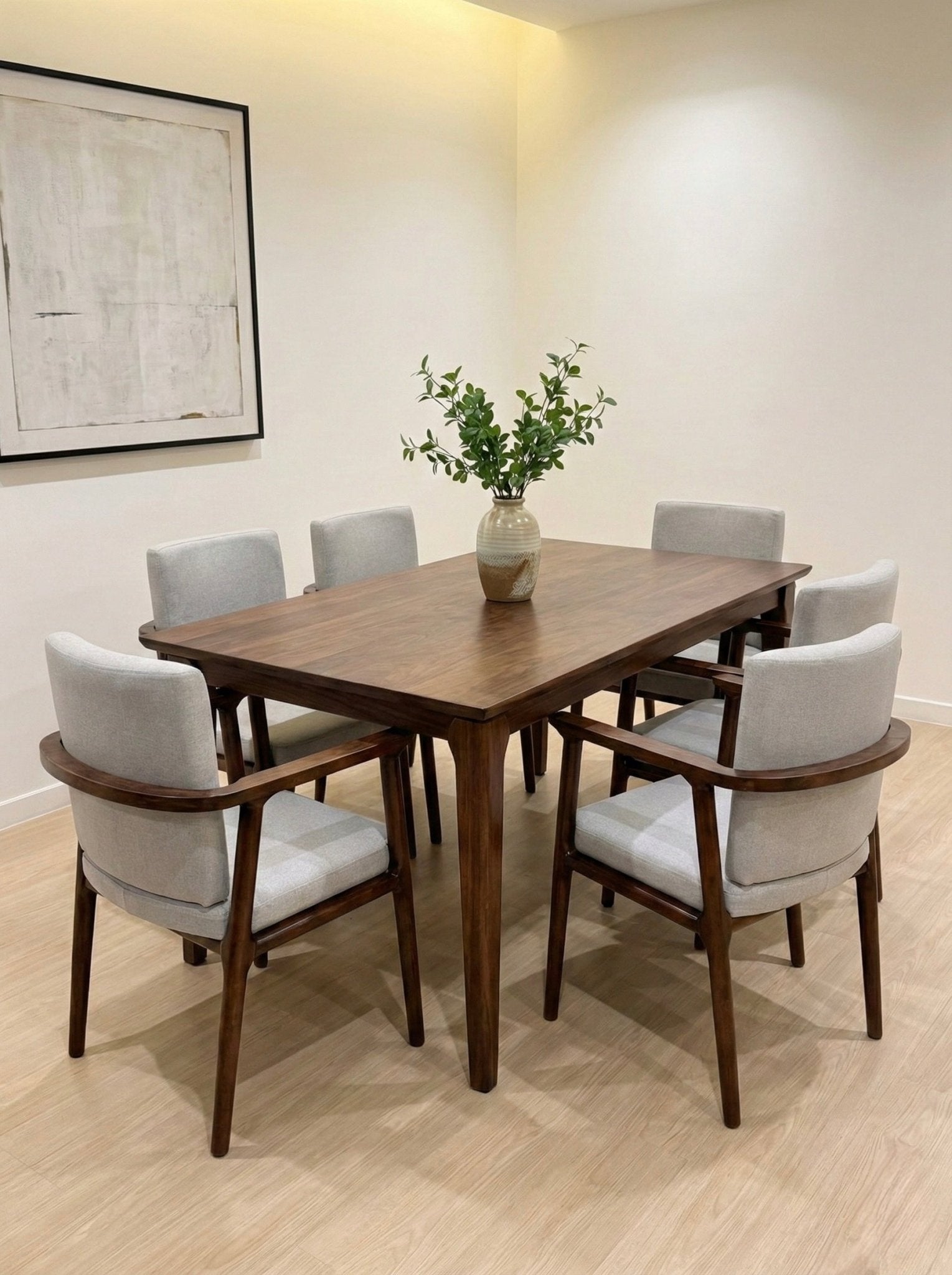 Modern Natural Wood Lounge Chair – Light Grey Upholstery - SHAGHAF HOME