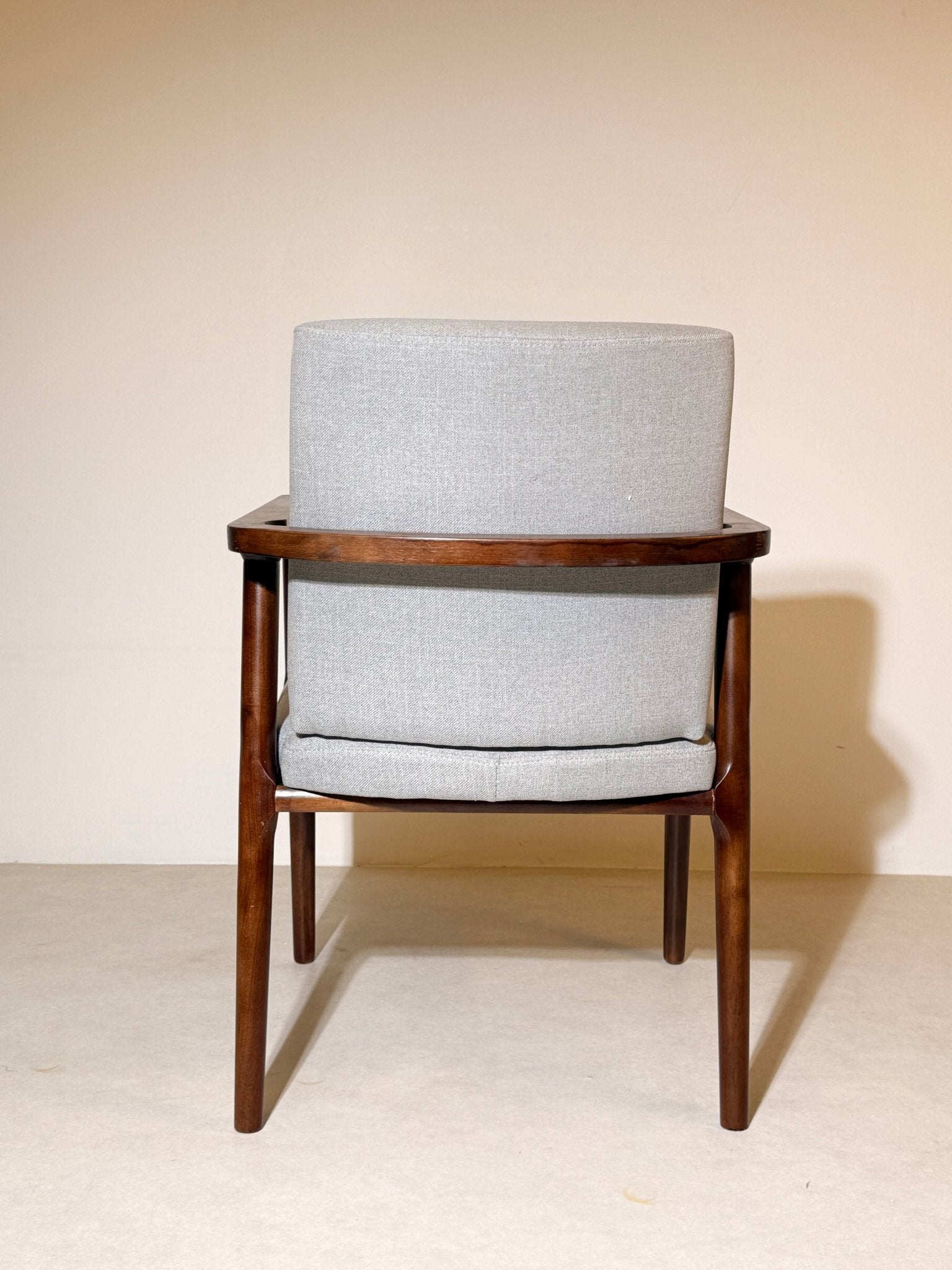 Modern Natural Wood Lounge Chair – Light Grey Upholstery - SHAGHAF HOME