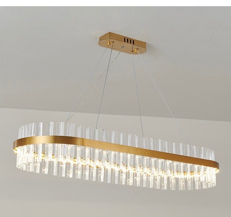 Modern Oval Crystal LED Chandelier – 120 cm (3 Light Colors) - SHAGHAF HOME