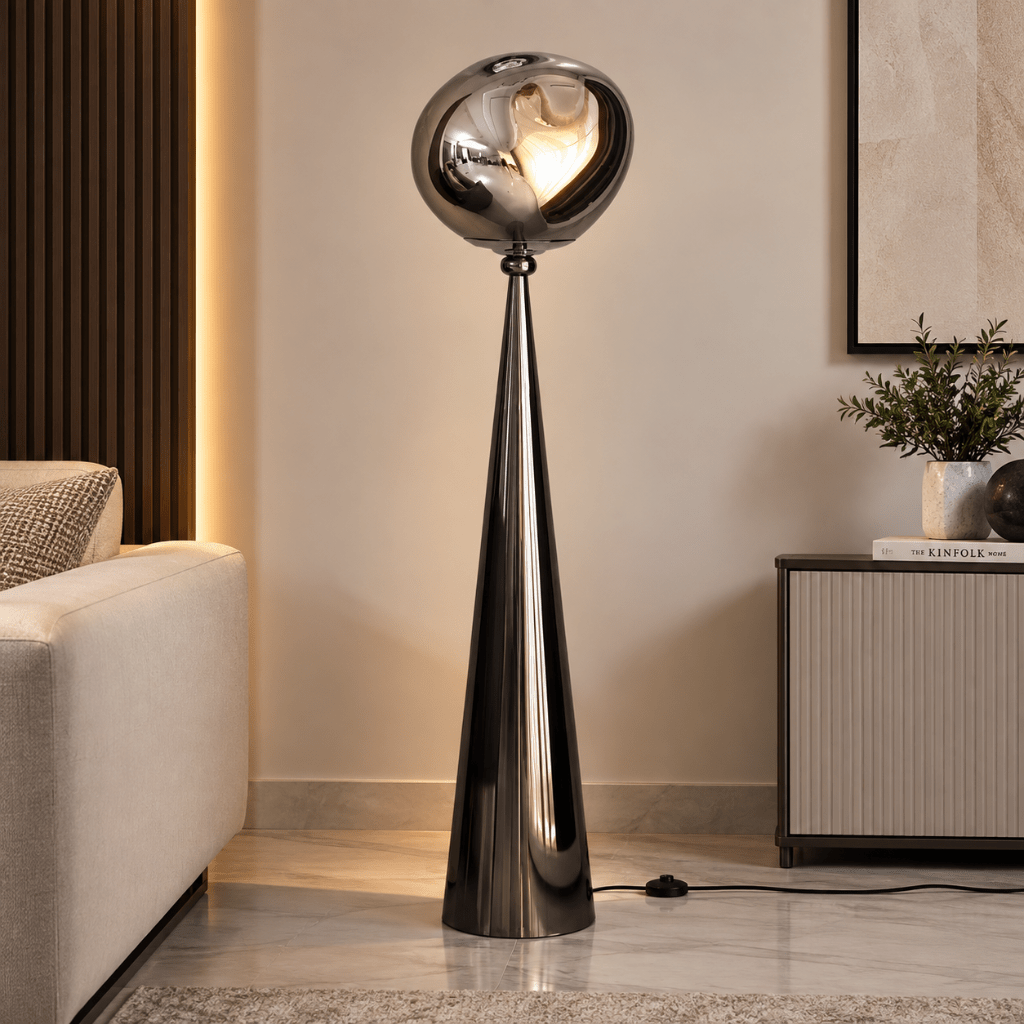 Modern Pearly Smoke Grey Globe Floor Lamp – 150cm Statement Light - SHAGHAF HOME