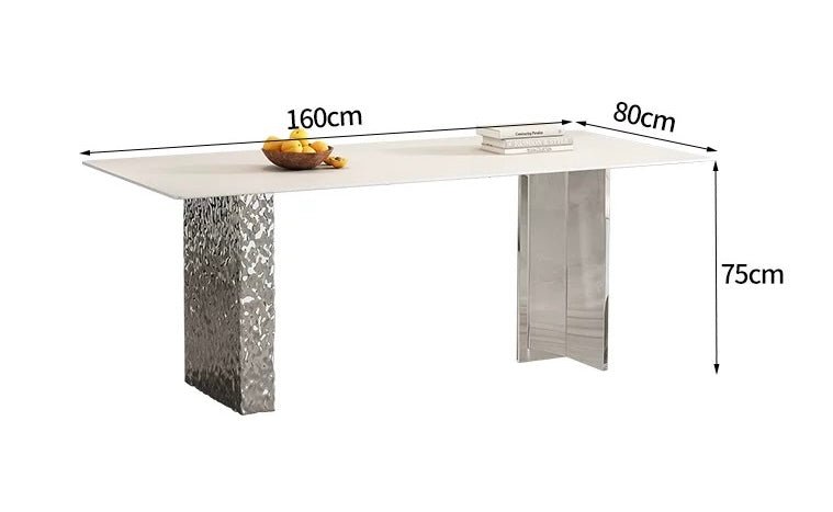 Modern rectangular white and silver dining table made - SHAGHAF HOME