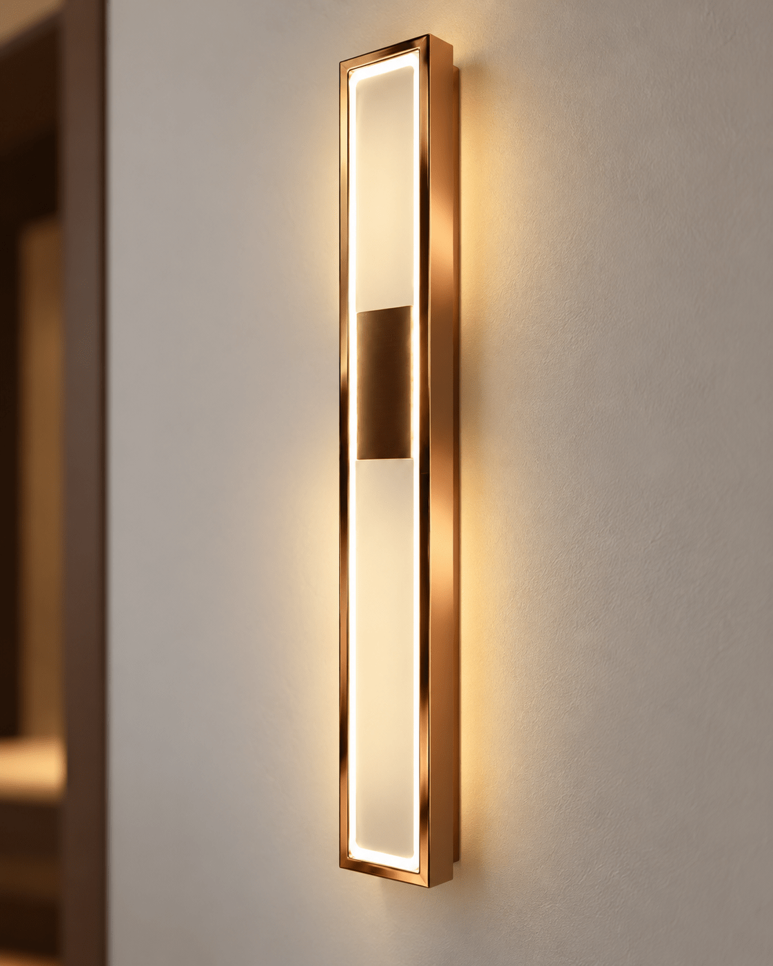 Modern Rose Gold LED Wall Light 60 cm – Slim Rectangular Wall Sconce - SHAGHAF HOME