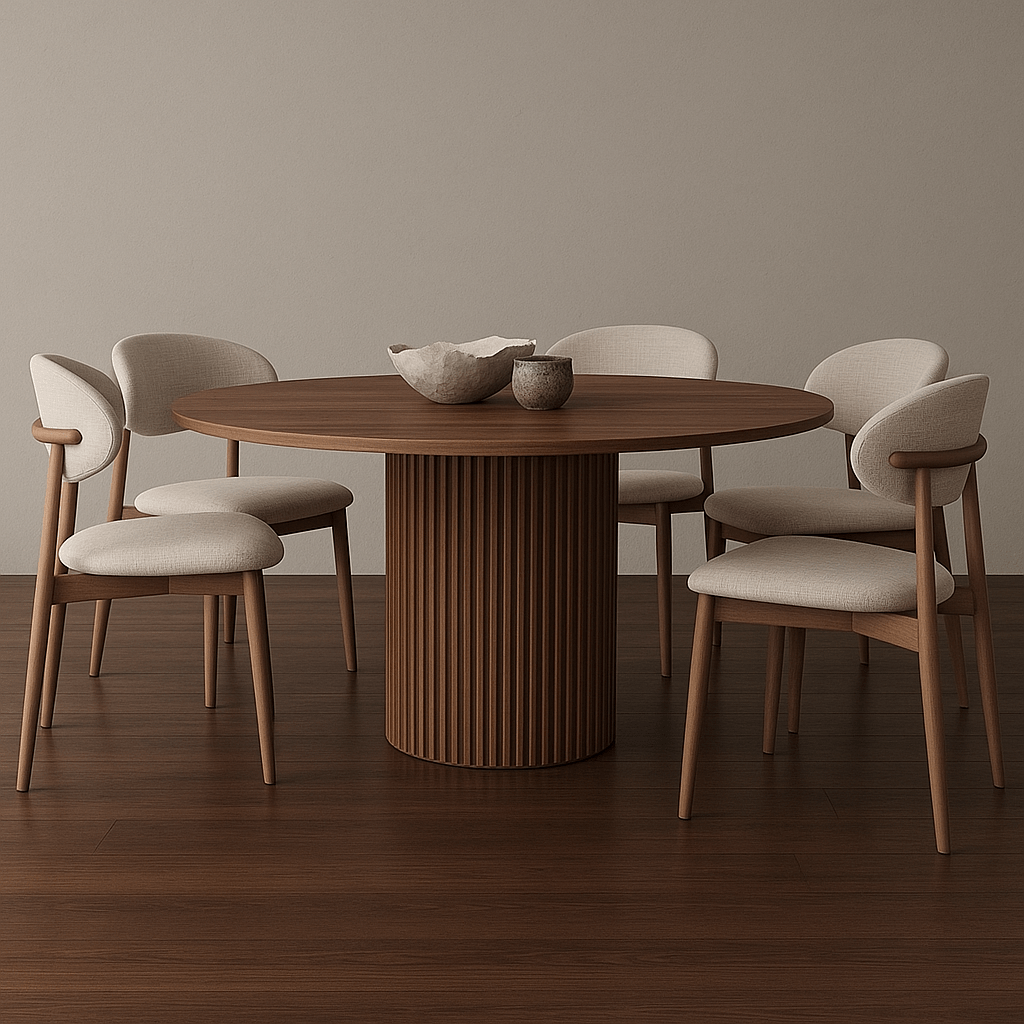 Modern Round Dining Table – 120x75 cm | Elegant MDF Wood Finish - SHAGHAF HOME