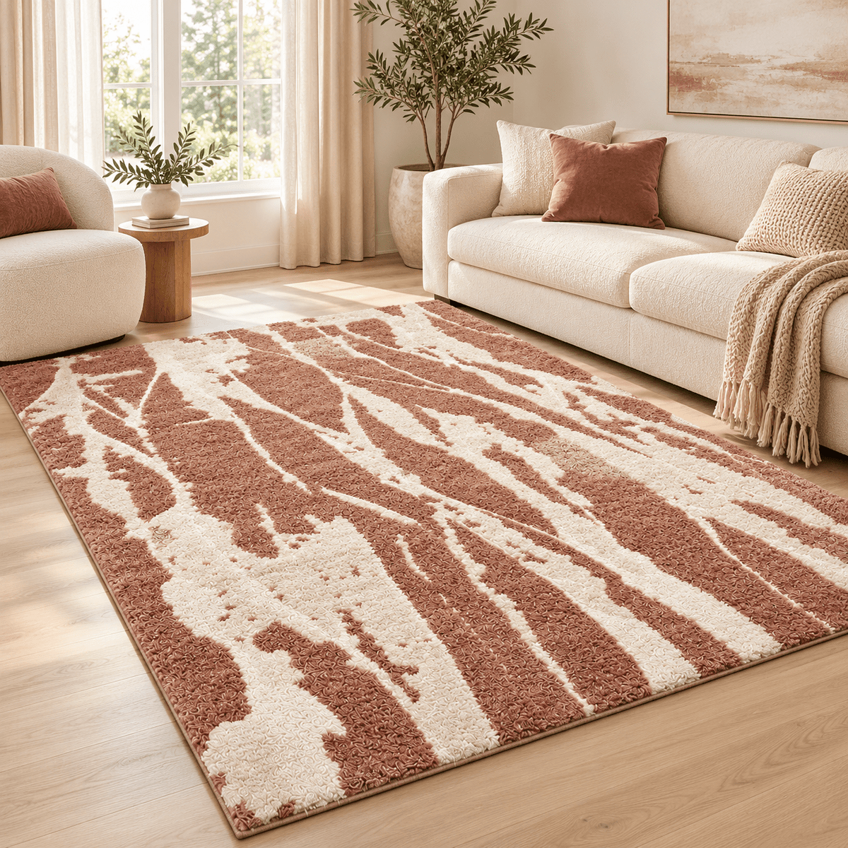 Modern Sage Green & Cream Abstract Rug – Contemporary Area Carpet - SHAGHAF HOME