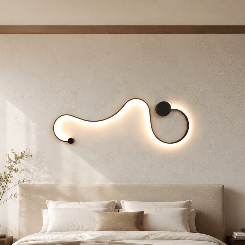 Modern Sculptural LED Wall Lamp – 3 Color Changing Wall Light | Minimalist Black Aluminum Sconce - SHAGHAF HOME