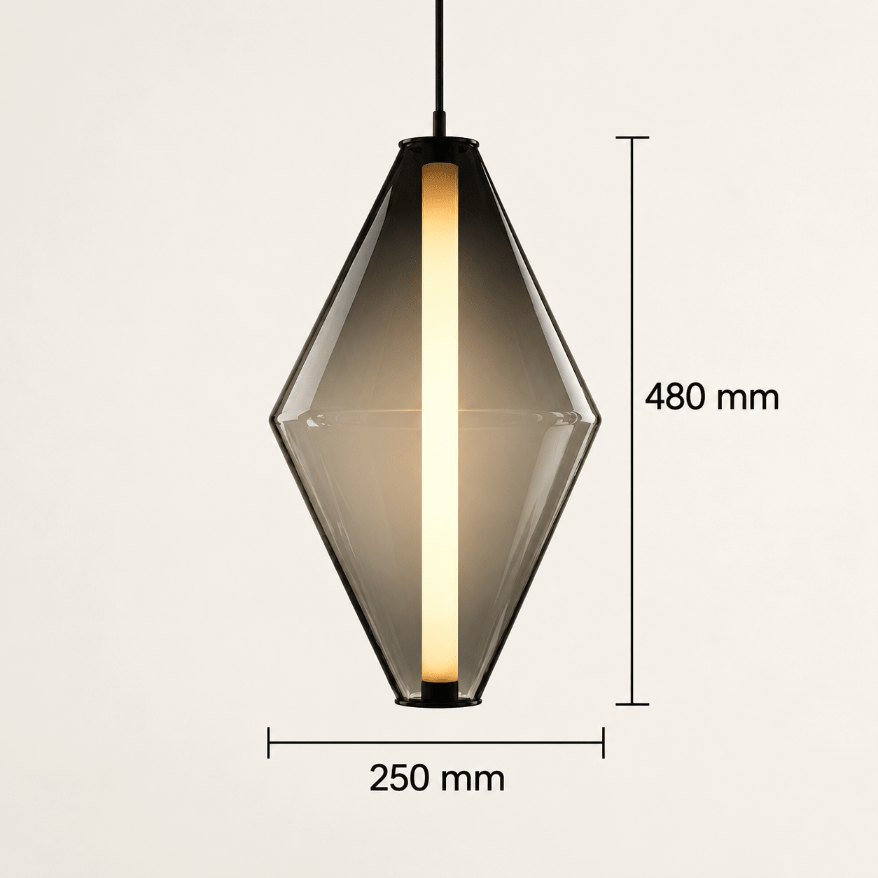 Modern Smoked Glass LED Pendant Light – Geometric Hanging Lamp - SHAGHAF HOME