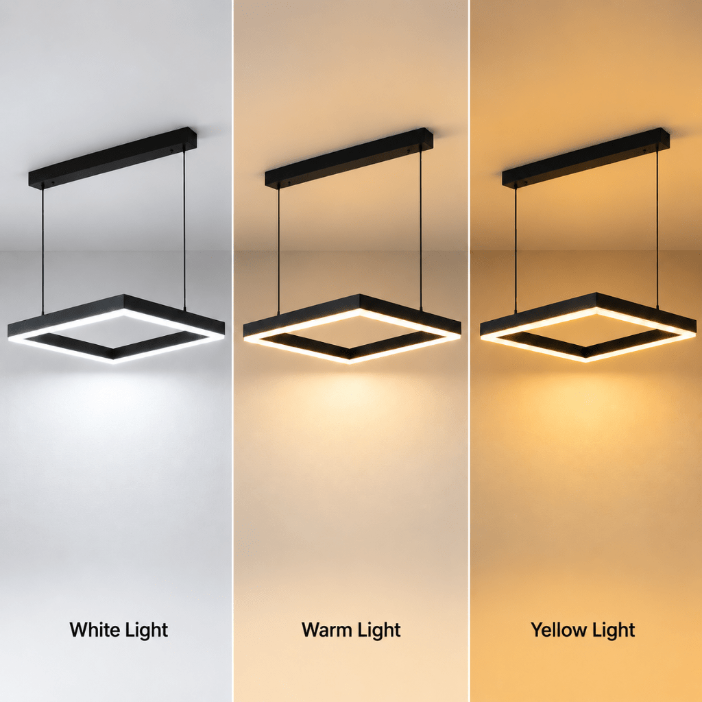 Modern Square LED Pendant Light 80cm – 3 Color Lighting & Adjustable Height - SHAGHAF HOME