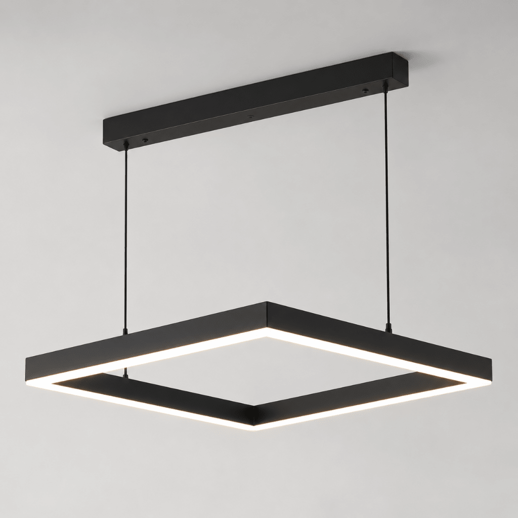 Modern Square LED Pendant Light 80cm – 3 Color Lighting & Adjustable Height - SHAGHAF HOME