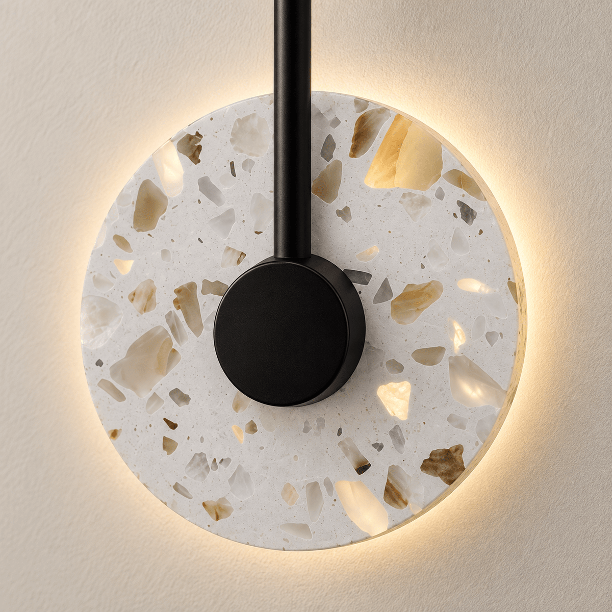 Modern Terrazzo Disc Wall Light with Black Frame - SHAGHAF HOME