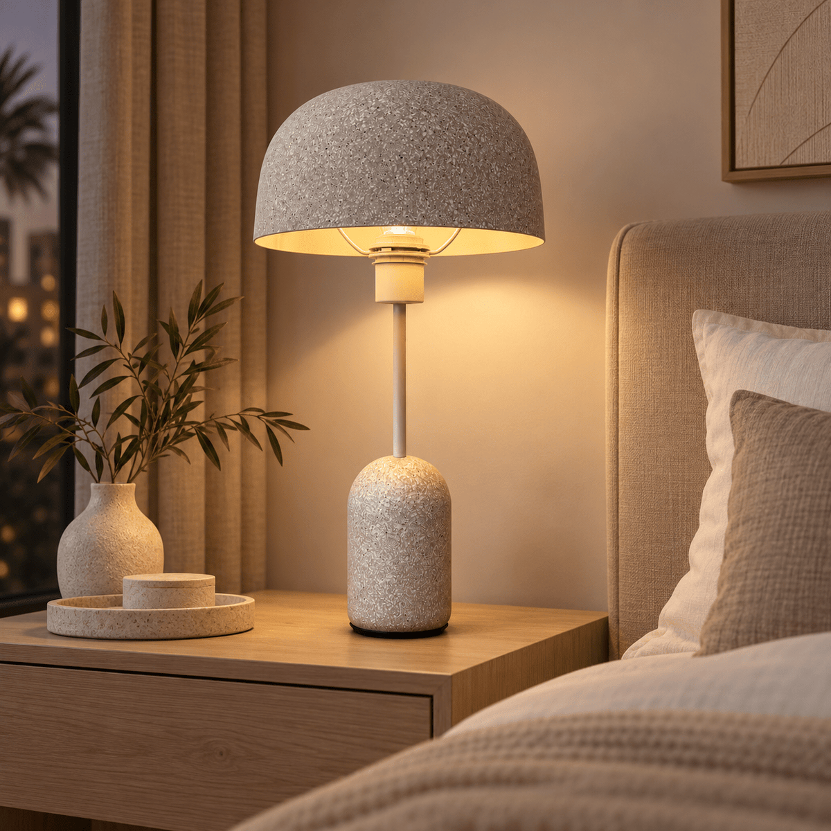 Modern Textured Dome Table Lamp – Warm Ambient Bedside Lamp - SHAGHAF HOME