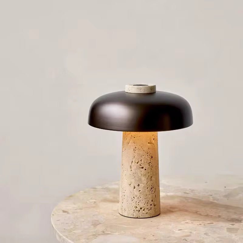 Modern Travertine Marble & Metal Table Lamp - SHAGHAF HOME