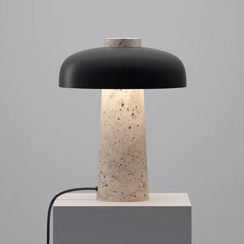 Modern Travertine Marble & Metal Table Lamp - SHAGHAF HOME