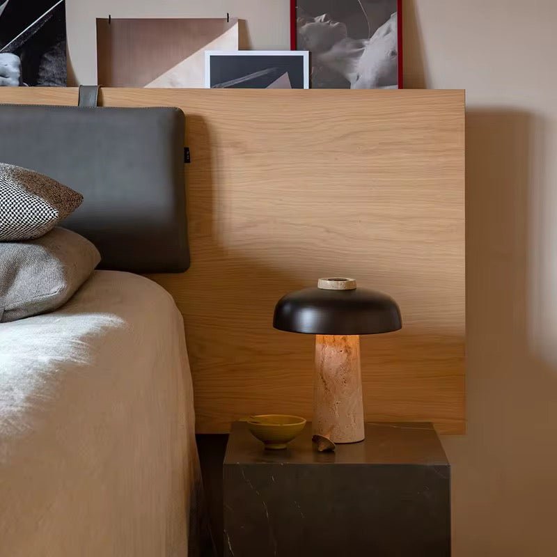 Modern Travertine Marble & Metal Table Lamp - SHAGHAF HOME