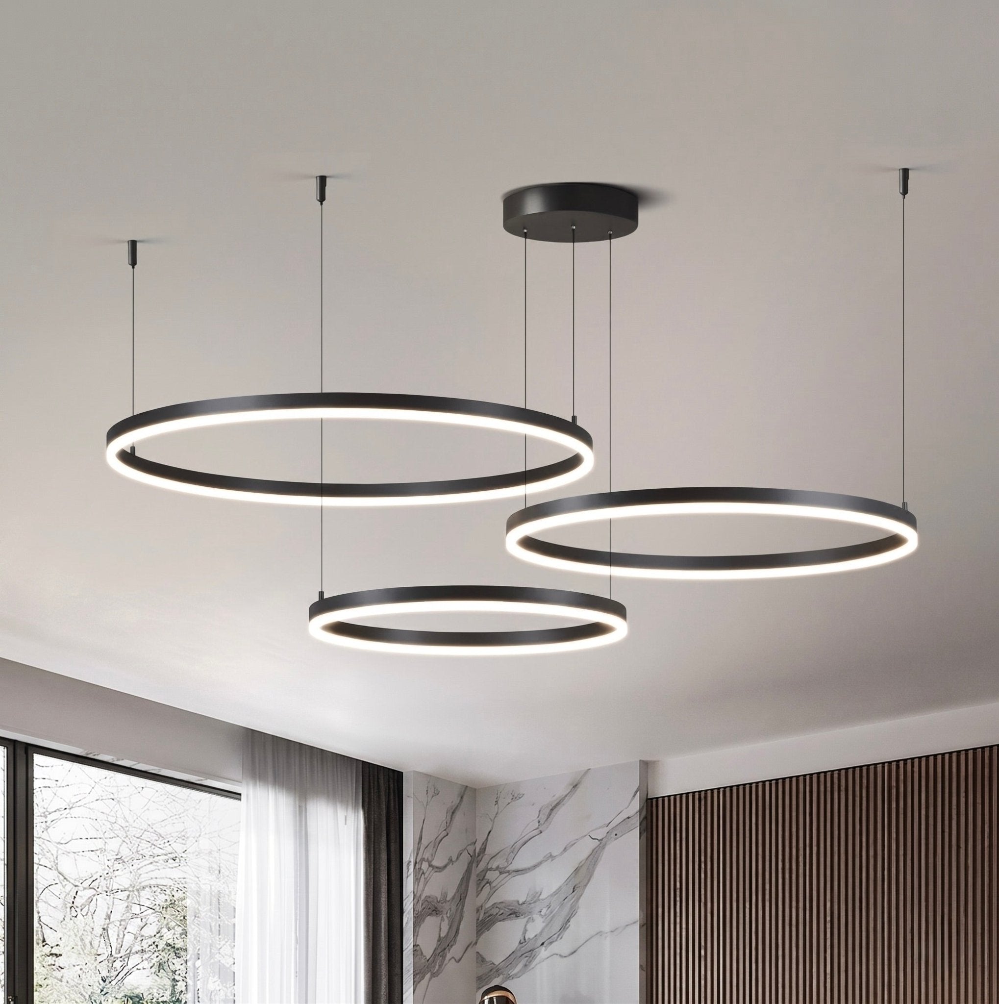 Modern Triple Ring LED Chandelier – 80CM + 60CM + 40CM - SHAGHAF HOME