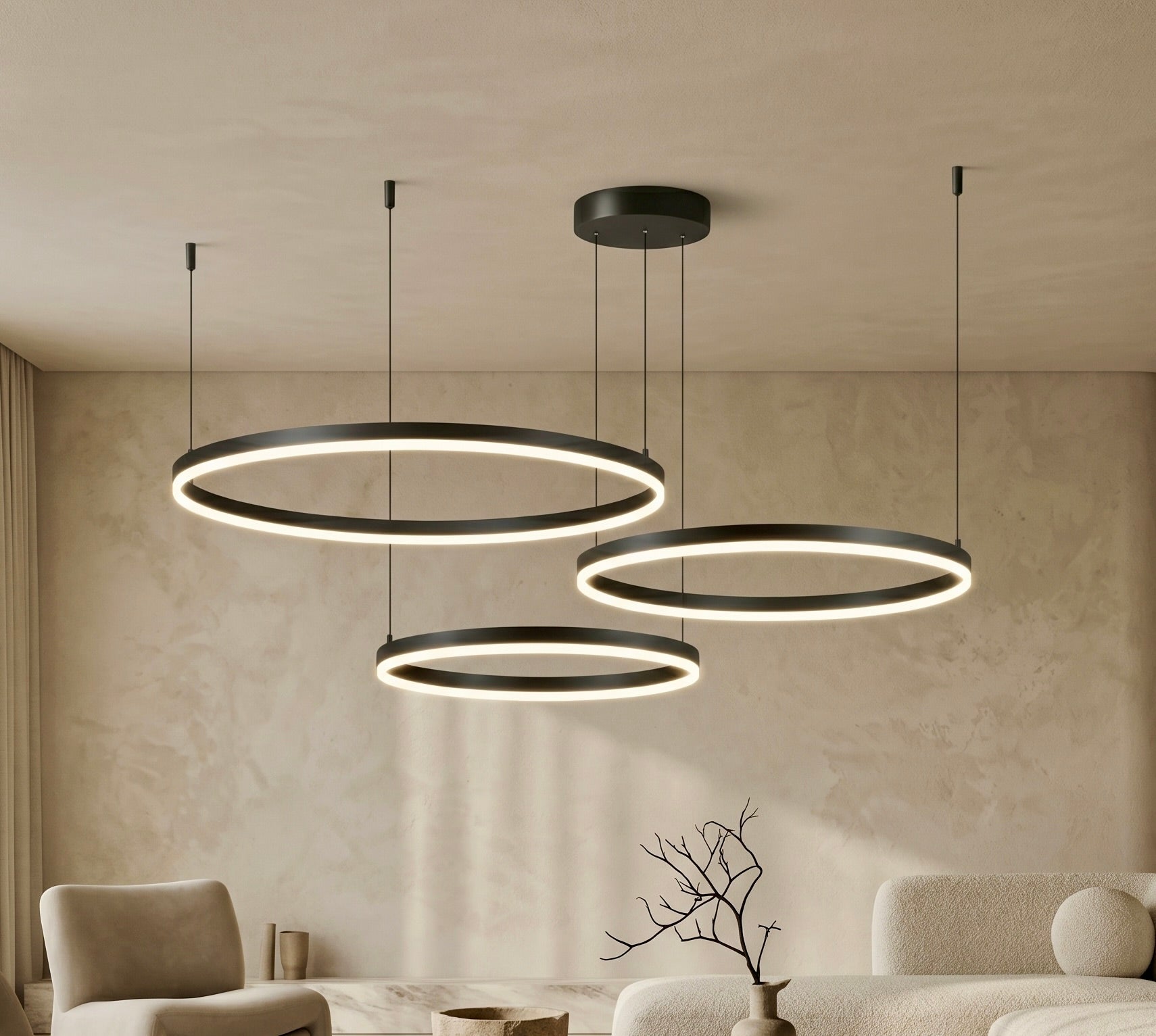 Modern Triple Ring LED Chandelier – 80CM + 60CM + 40CM - SHAGHAF HOME