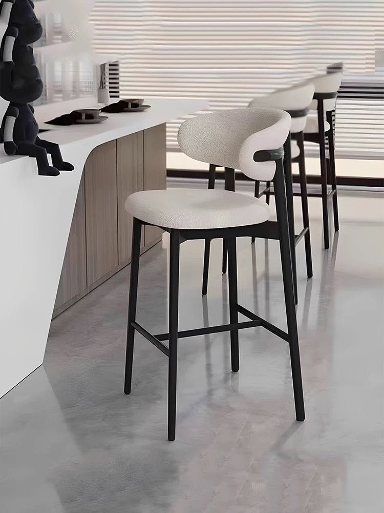 Modern Upholstered Barstool with black Metal Base - SHAGHAF HOME
