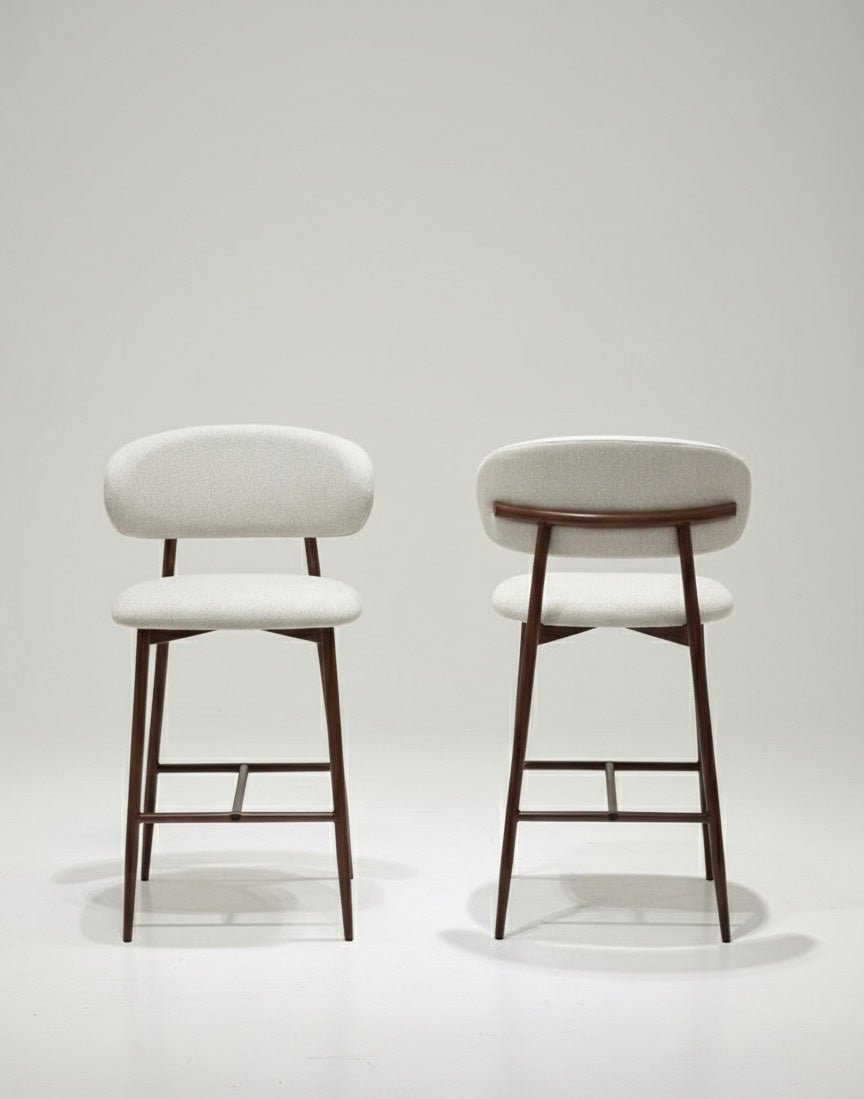 Modern Upholstered Barstool with Brown Metal Base - SHAGHAF HOME