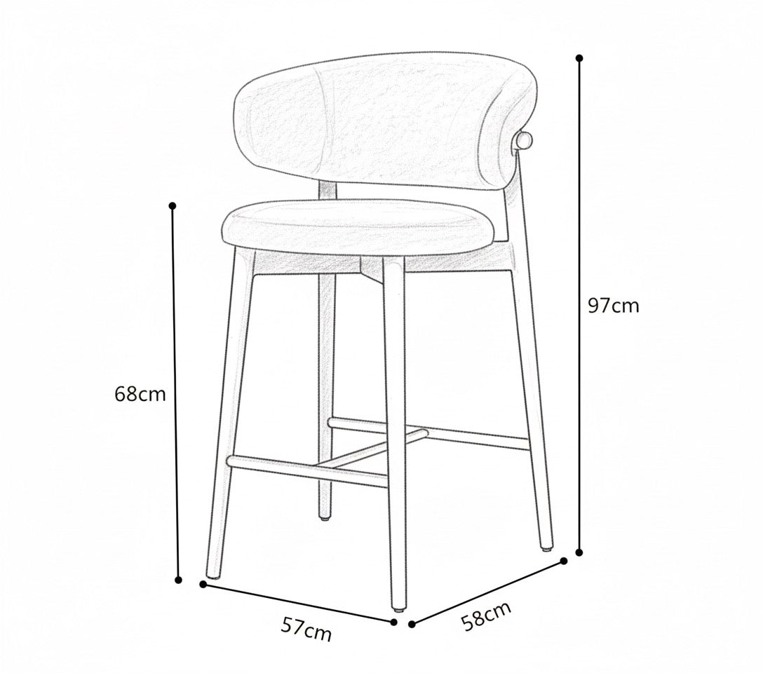Modern Upholstered Barstool with Brown Metal Base - SHAGHAF HOME