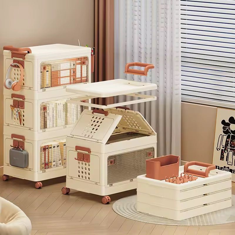 Multi - Functional Stackable Storage Cabinet – Modern PP Plastic Organizer with Wheels - SHAGHAF HOME