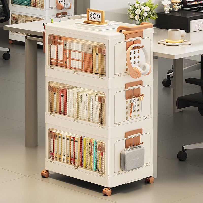 Multi - Functional Stackable Storage Cabinet – Modern PP Plastic Organizer with Wheels - SHAGHAF HOME