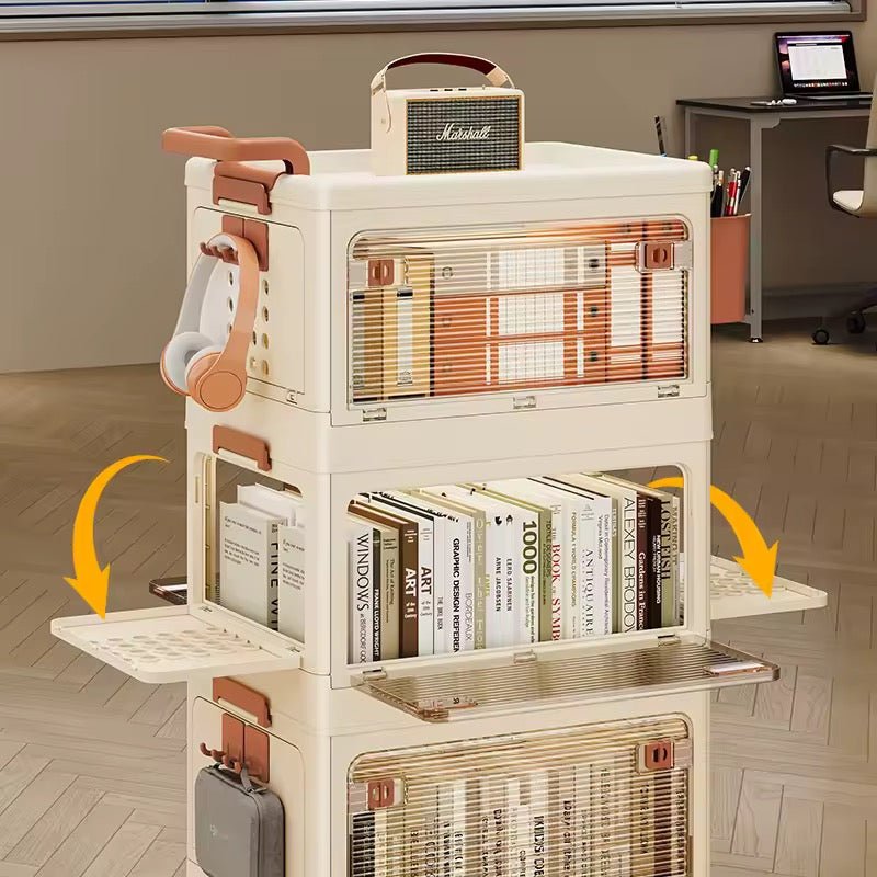 Multi - Functional Stackable Storage Cabinet – Modern PP Plastic Organizer with Wheels - SHAGHAF HOME