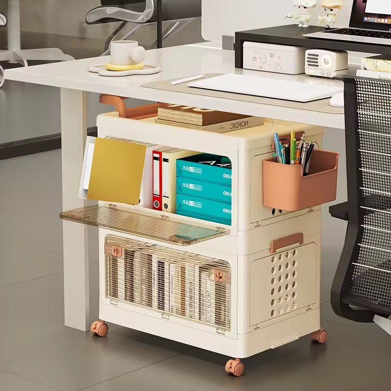 Multi - Functional Stackable Storage Cabinet – Modern PP Plastic Organizer with Wheels - SHAGHAF HOME