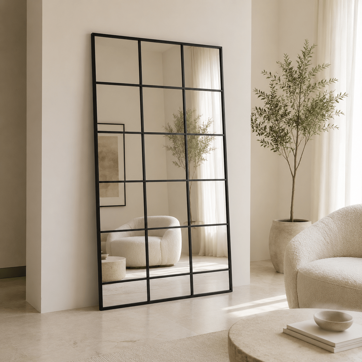 Noir Grid Full-Length Mirror – Black Frame - SHAGHAF HOME