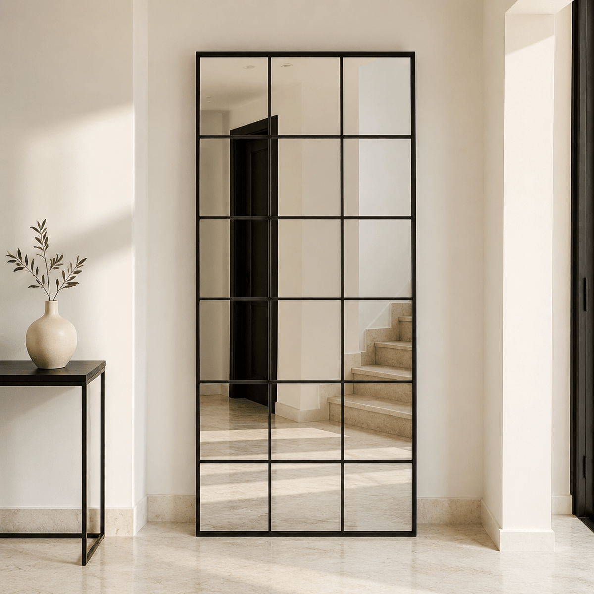 Noir Grid Full-Length Mirror – Black Frame - SHAGHAF HOME