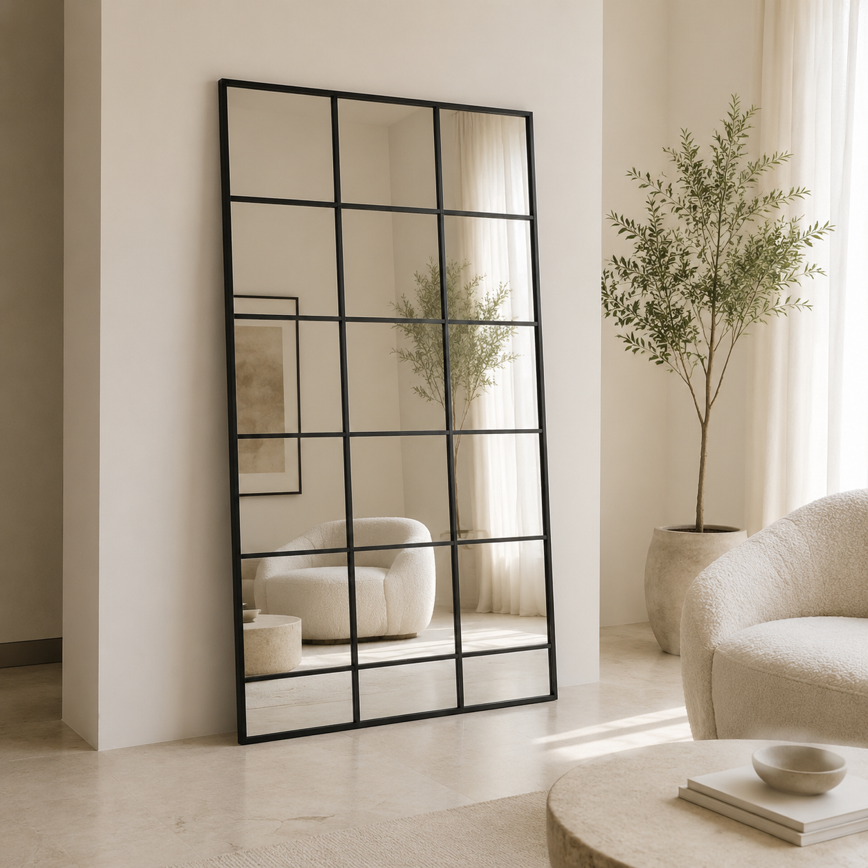 Noir Grid Mirror size guide 210 x 120 cm and 180 x 90 cm