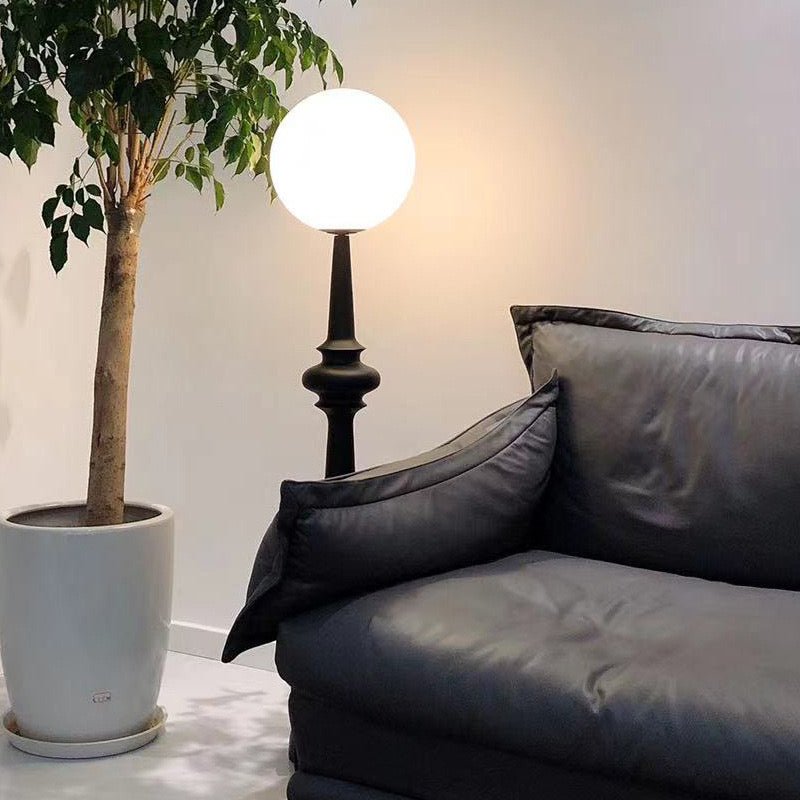 Noir Orb Sculptural Floor Lamp – Modern Minimalist Globe Floor Light - SHAGHAF HOME