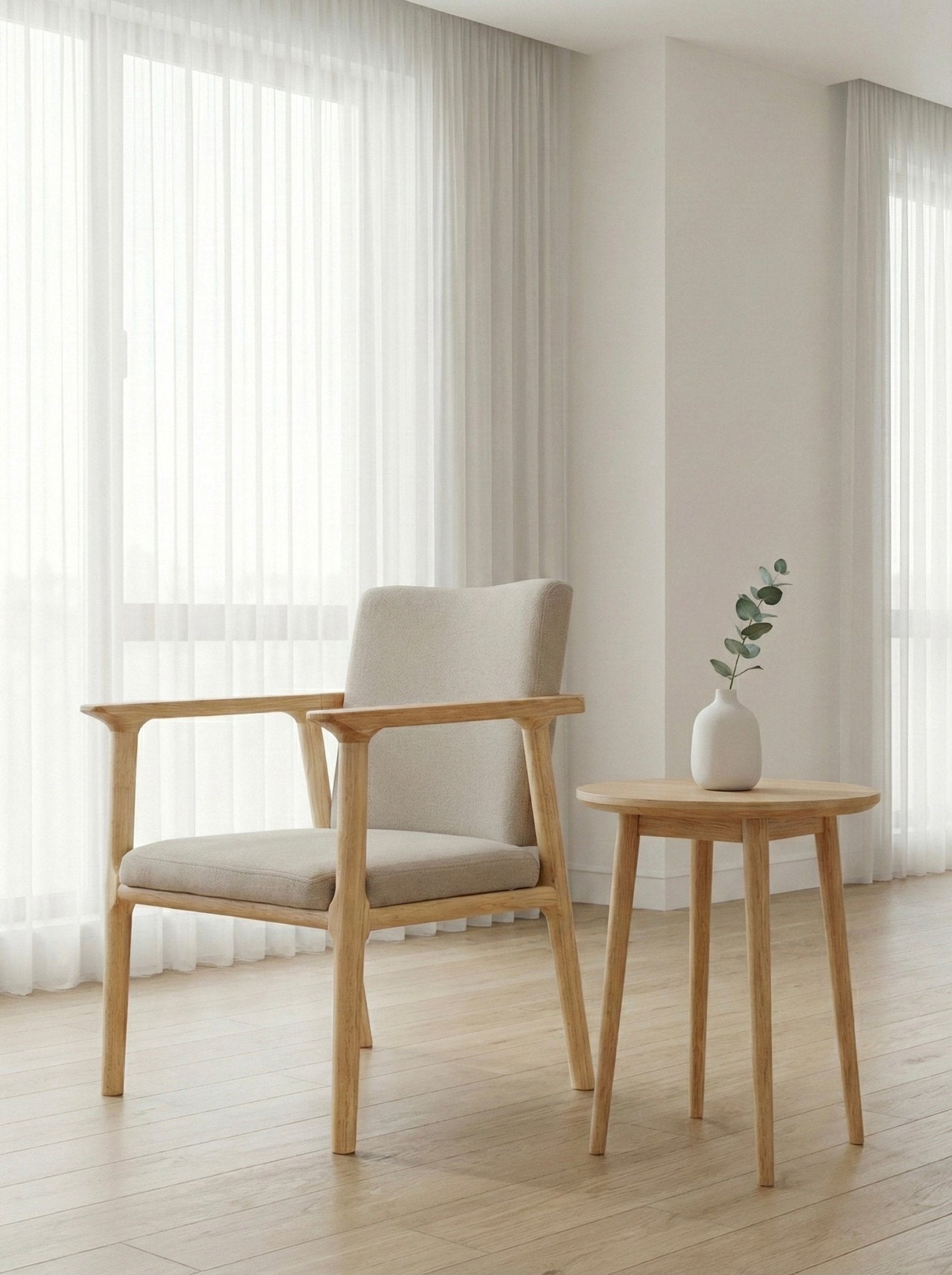 Nordic Solid Wood Accent Chair - SHAGHAF HOME