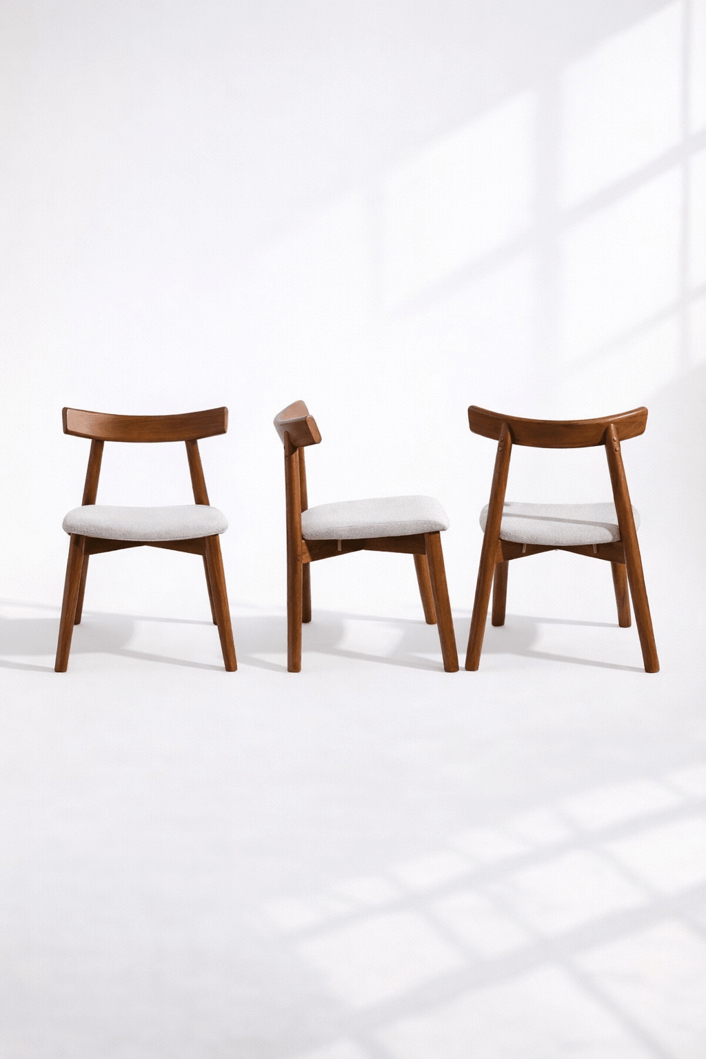 Nordic Solid Wood Dining Chair – Beige Fabric Seat - SHAGHAF HOME