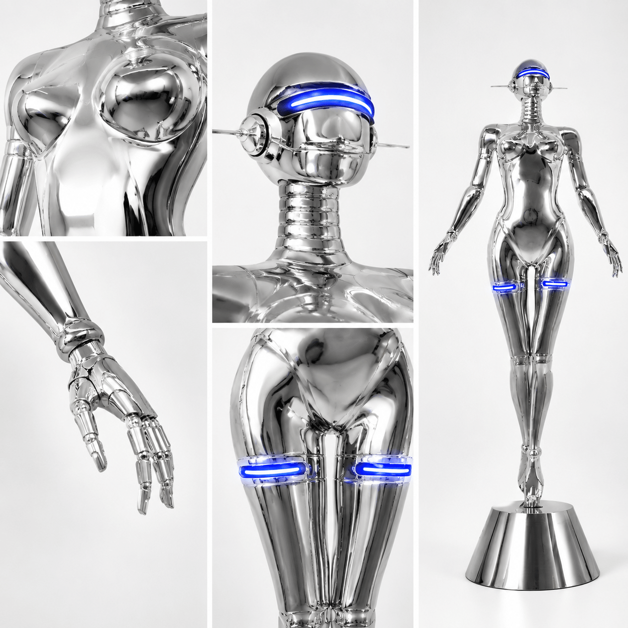 Nova Chrome Humanoid LED Sculptural X large Floor Lamp - SHAGHAF HOME