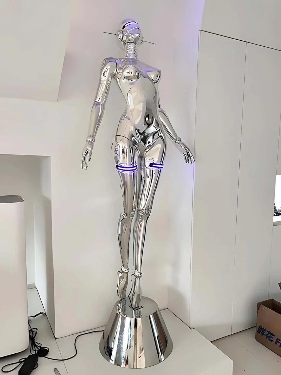 Nova Chrome Humanoid LED Sculptural X large Floor Lamp - SHAGHAF HOME