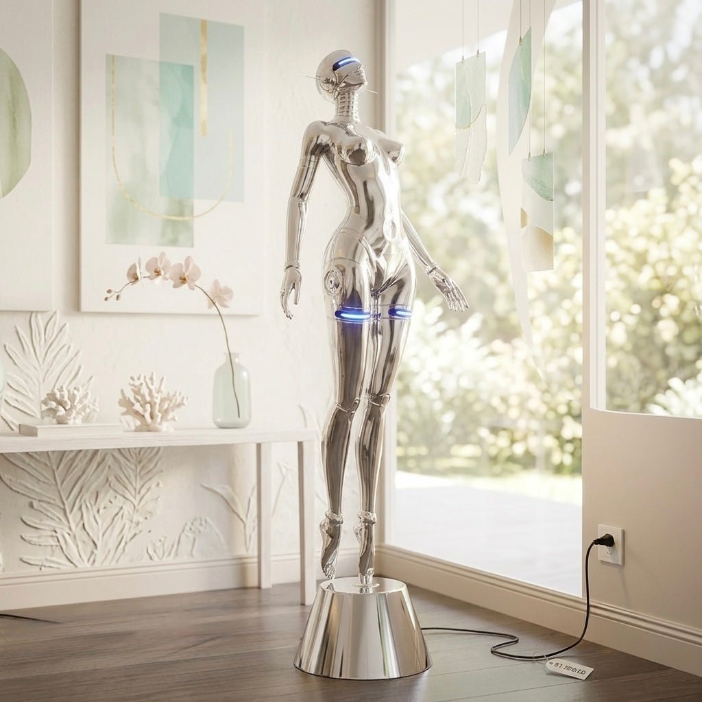 Nova Chrome Humanoid LED Sculptural X large Floor Lamp - SHAGHAF HOME