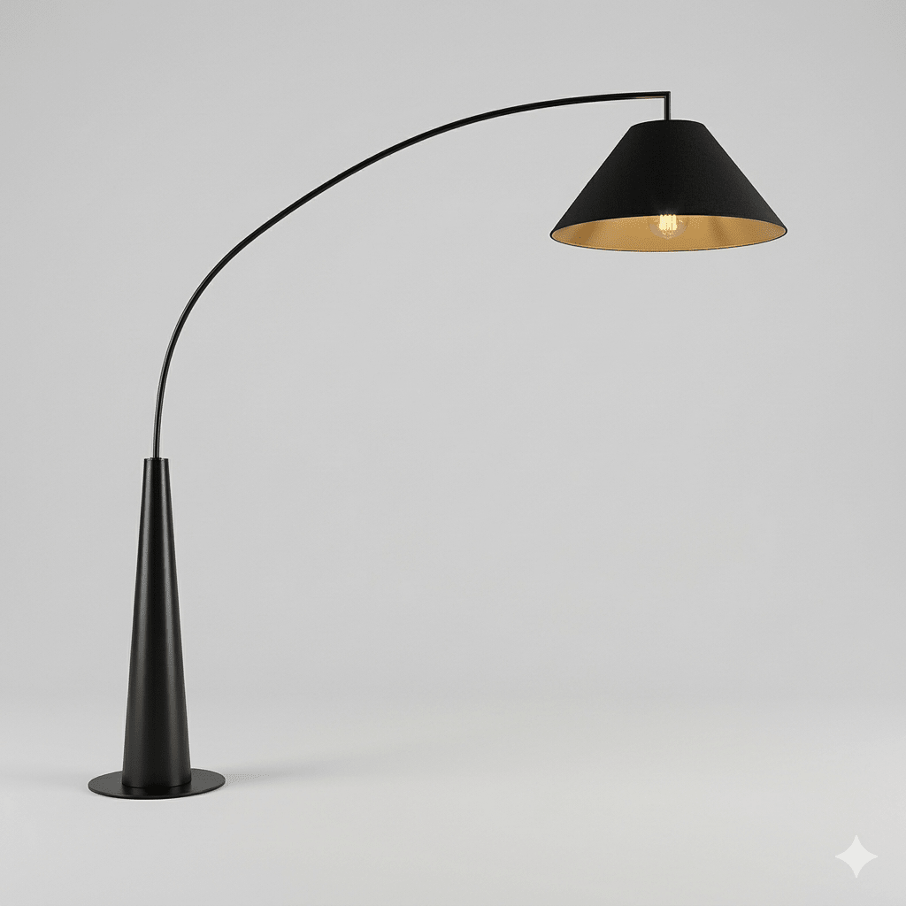 Obsidian Arc Luxury Floor Lamp — Sculptural Black Metal Statement Light - SHAGHAF HOME