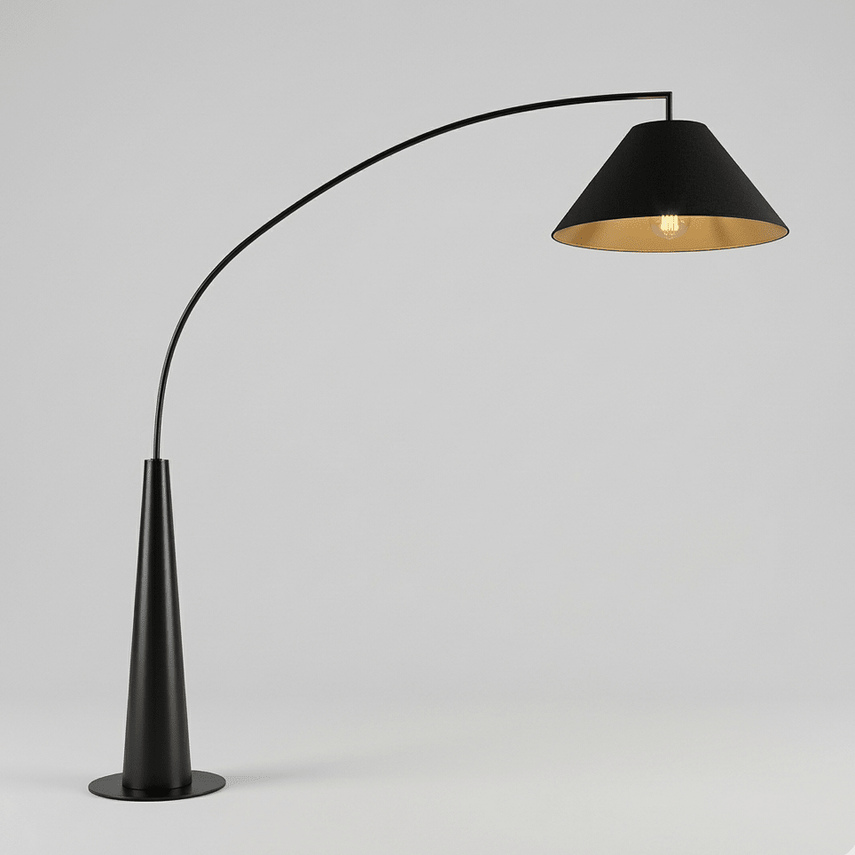 Obsidian Arc Luxury Floor Lamp — Sculptural Black Metal Statement Light - SHAGHAF HOME