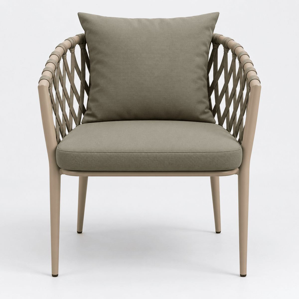 Olive Green Outdoor Rope Armchair with Aluminum Frame - SHAGHAF HOME