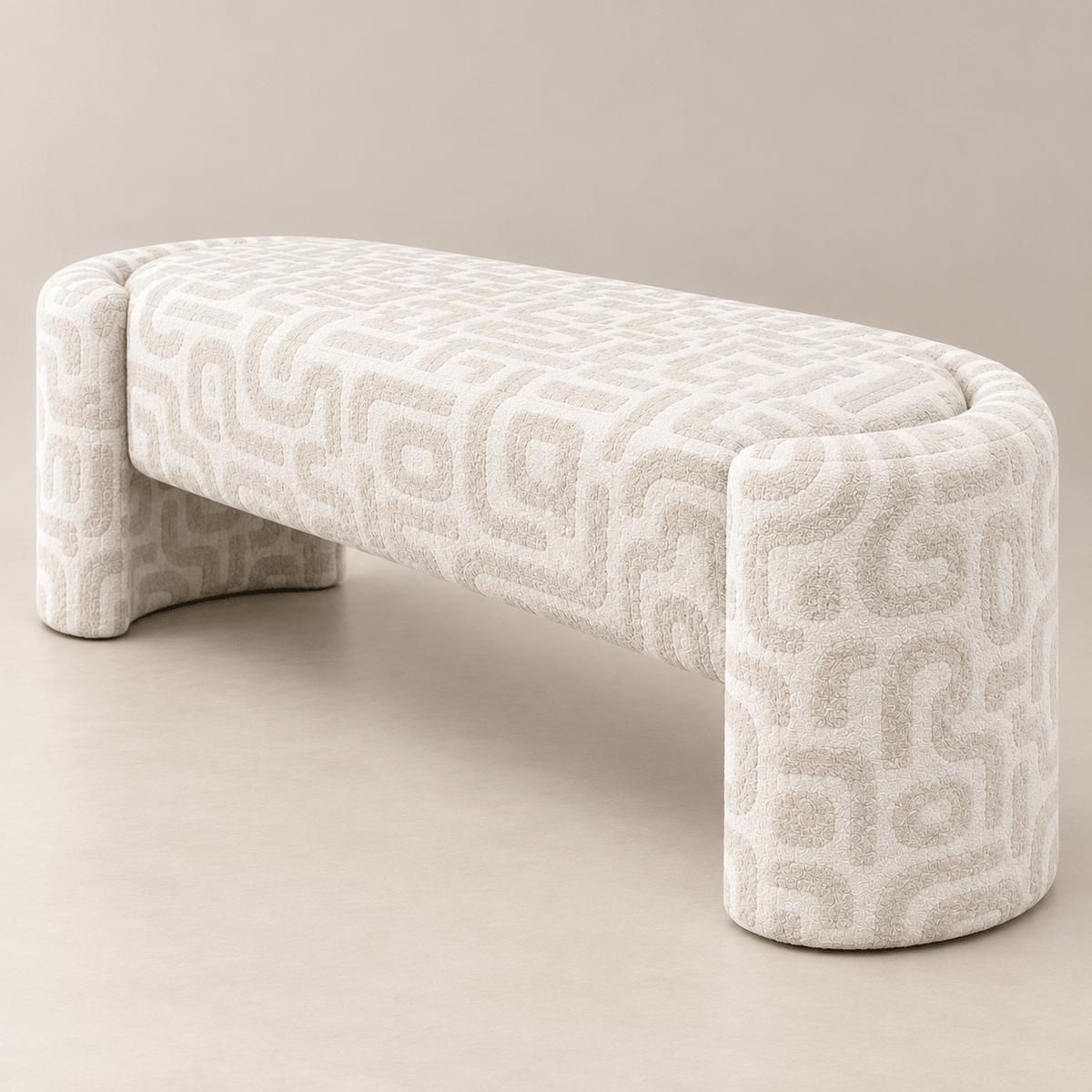 Olvara Geometric Upholstered Bench - SHAGHAF HOME