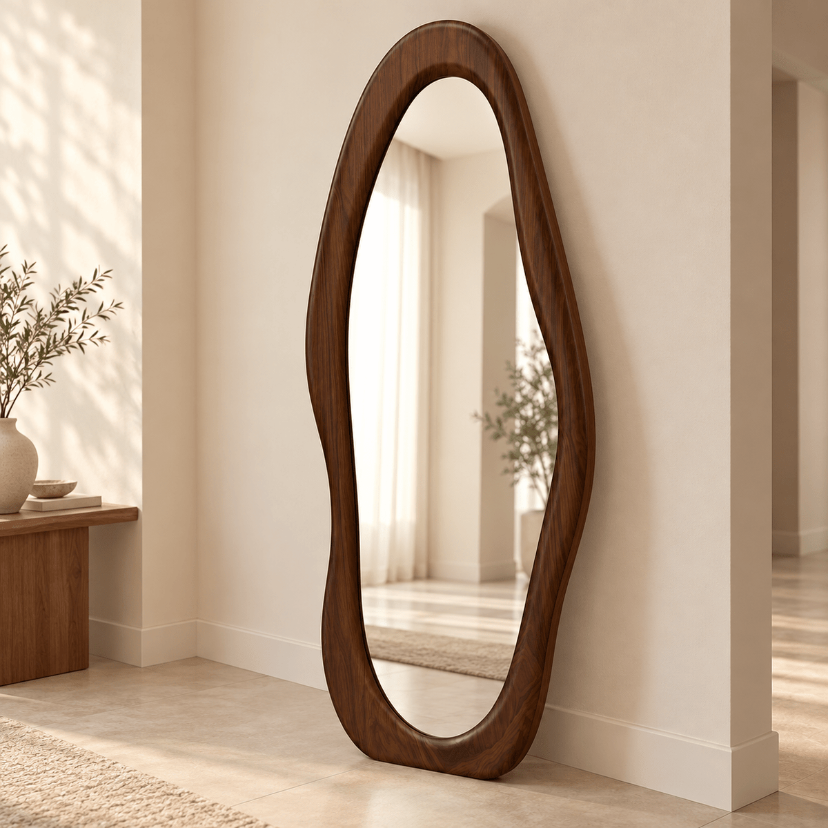 Organic Walnut Wood Full-Length Floor Mirror 180×80 cm - SHAGHAF HOME