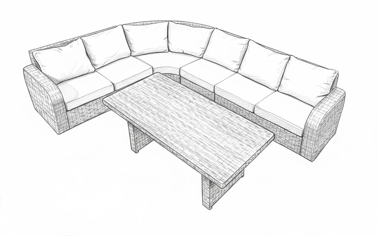 Outdoor L - Shape Sofa Set – 7 Seater with Table - SHAGHAF HOME