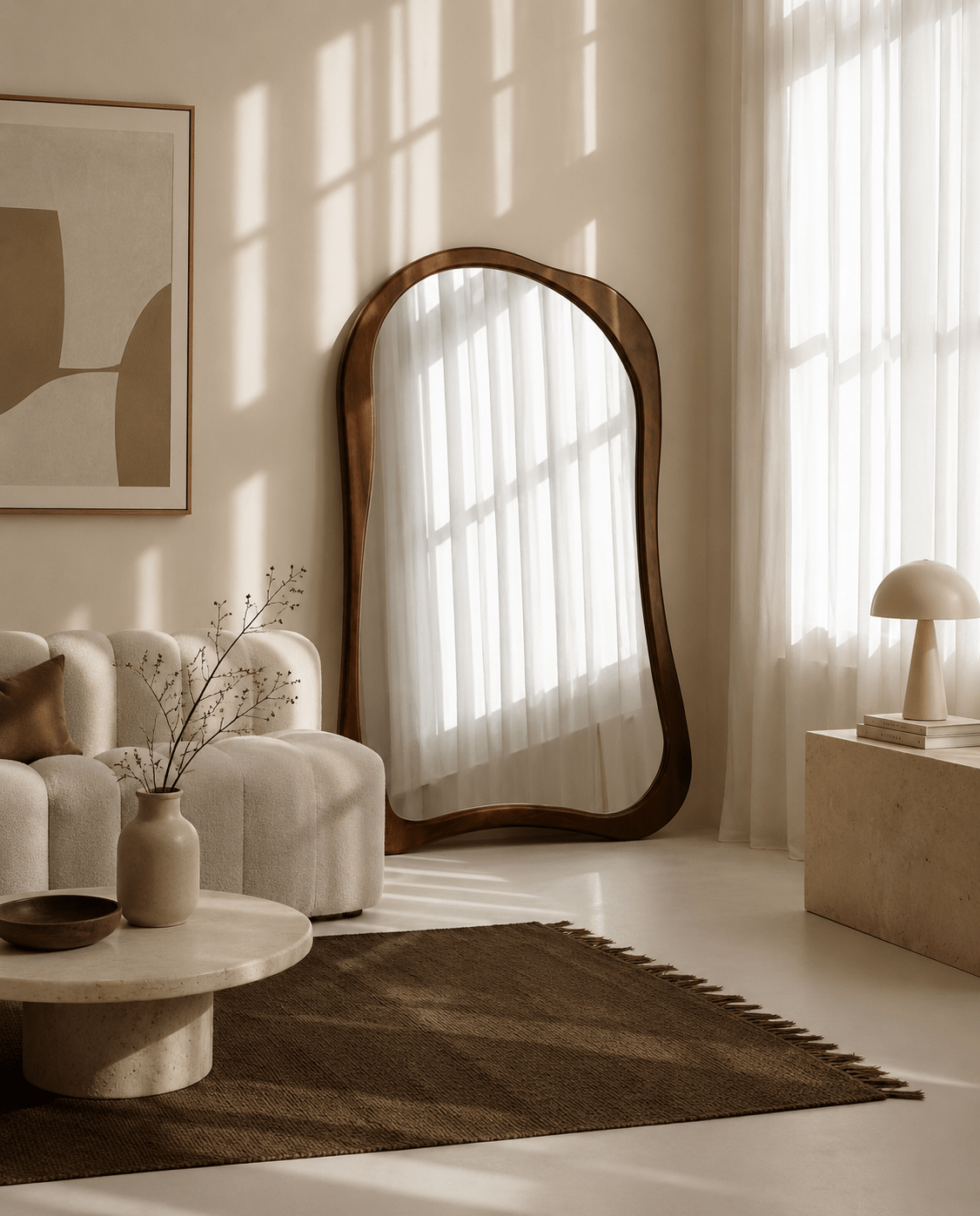 Oversized Organic Solid Wood Floor Mirror – 190×120 cm - SHAGHAF HOME