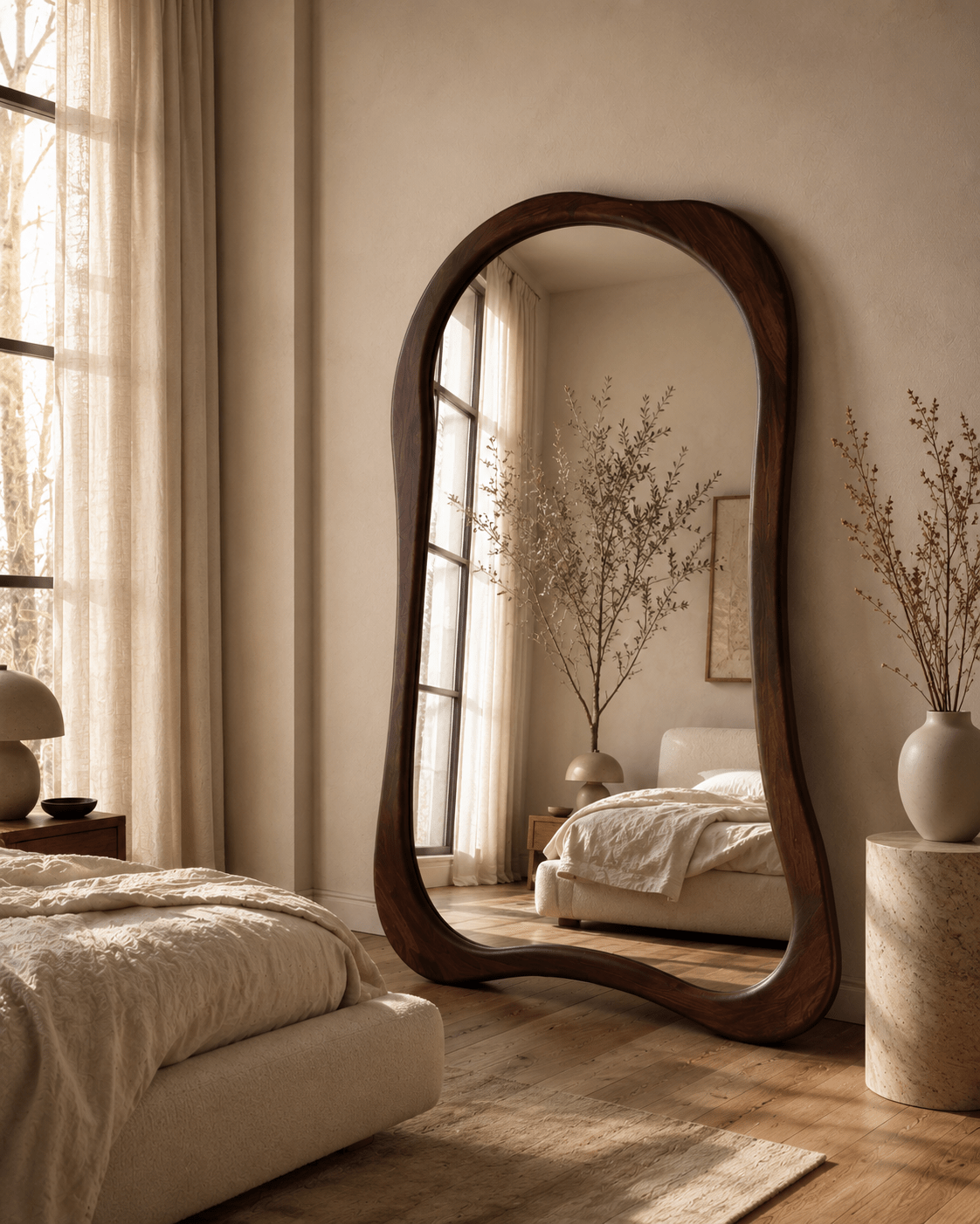 Oversized Organic Solid Wood Floor Mirror – 190×120 cm - SHAGHAF HOME