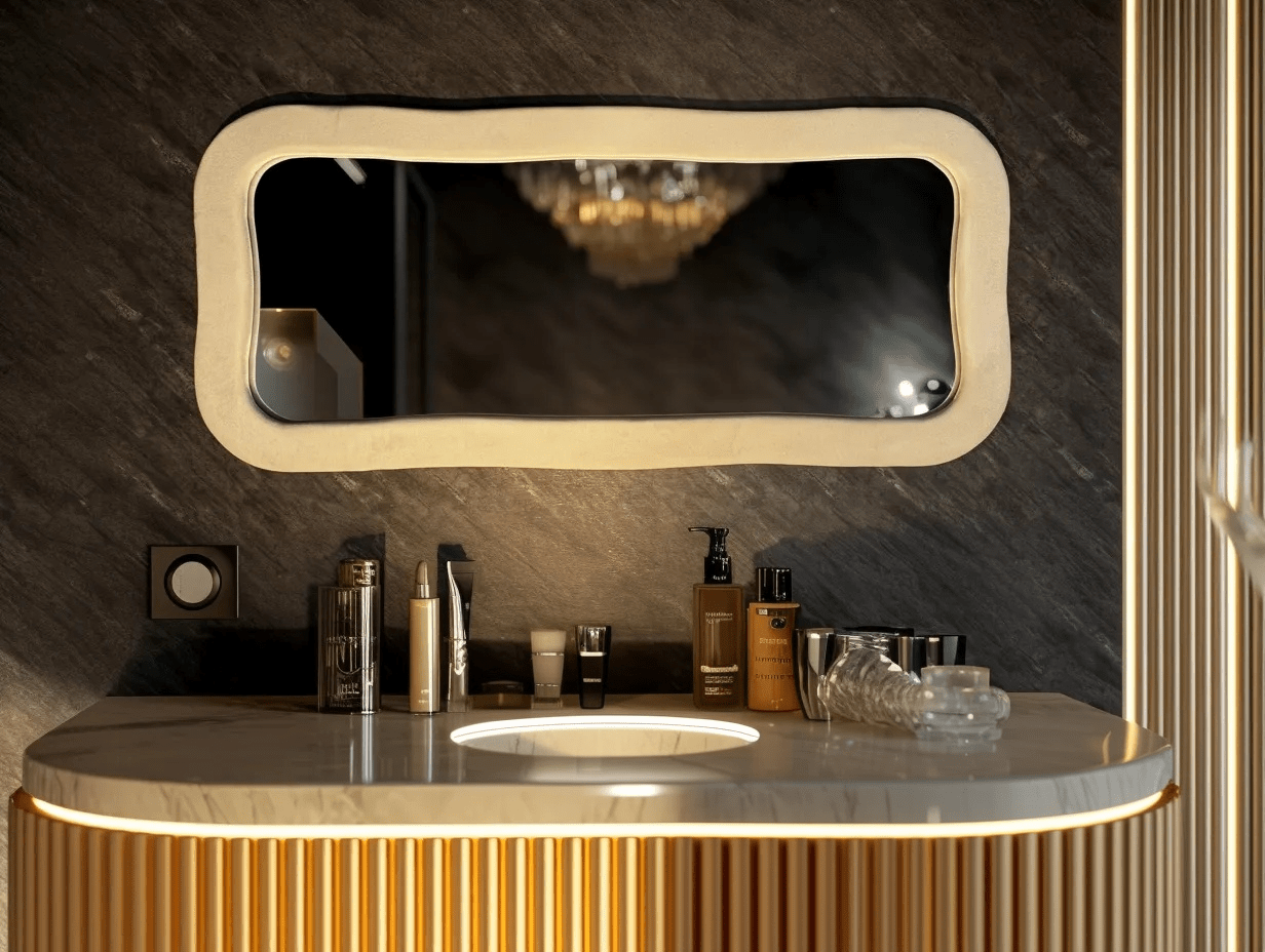 Plush Full - Length Mirror with Curved Velvet Frame - SHAGHAF HOME