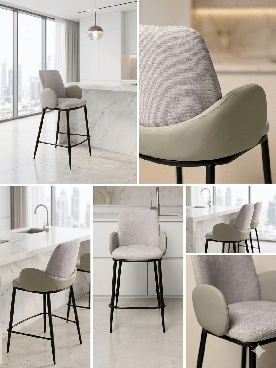 Porto Contemporary Kitchen Island Bar Stool - SHAGHAF HOME