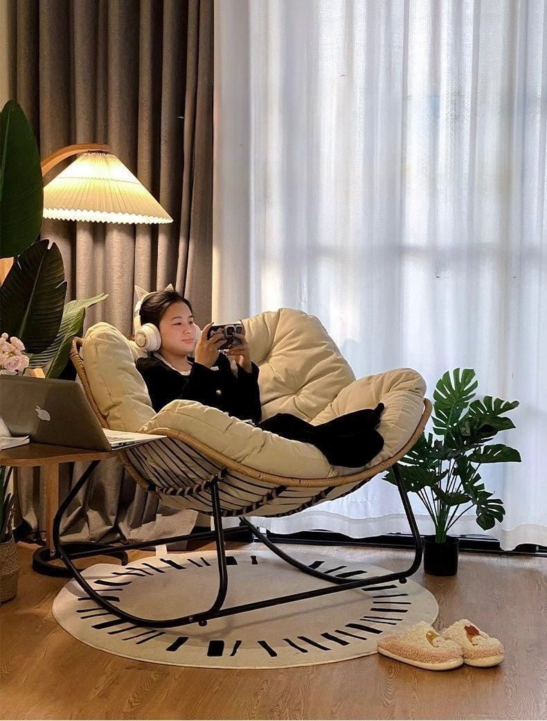 Premium Beige Outdoor & Indoor Rocking Chair — Stylish Comfort for Your Garden or Patio - SHAGHAF HOME